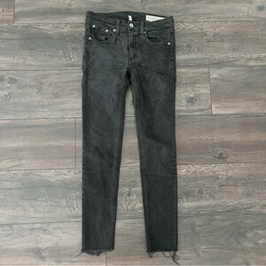 Rag & Bone Ankle Skinny Black Raw Hem